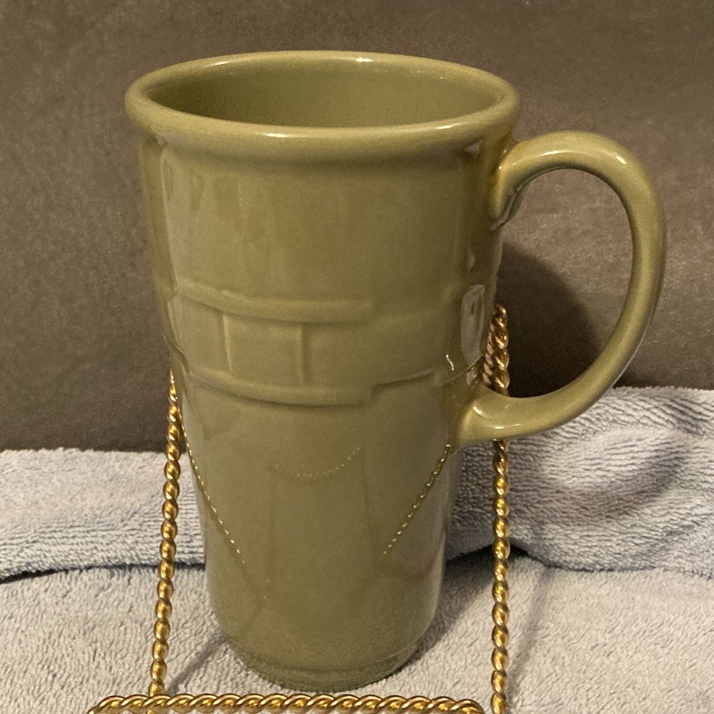 2005 Longaberger Pottery Woven Traditions Sage Green 16 oz Coffee Soup Mug-EUC